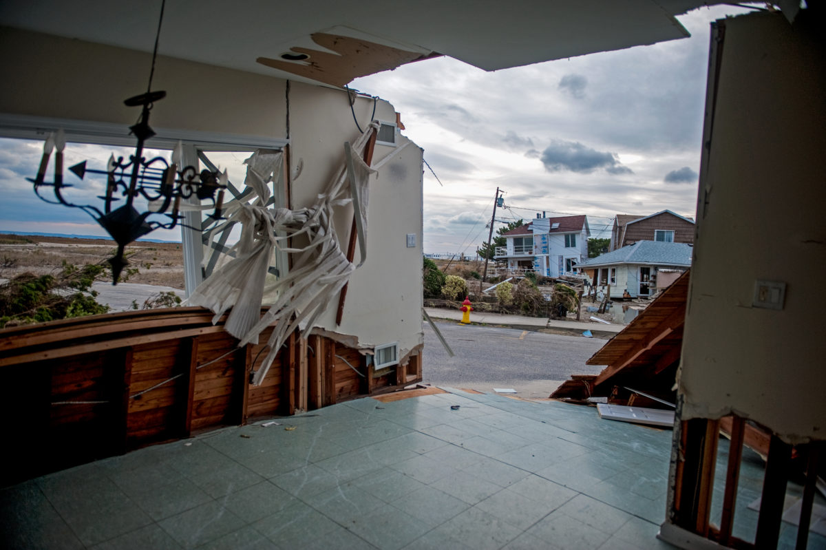 Destroyed homes in Rockaway neighborhood of Queens, New York City.
